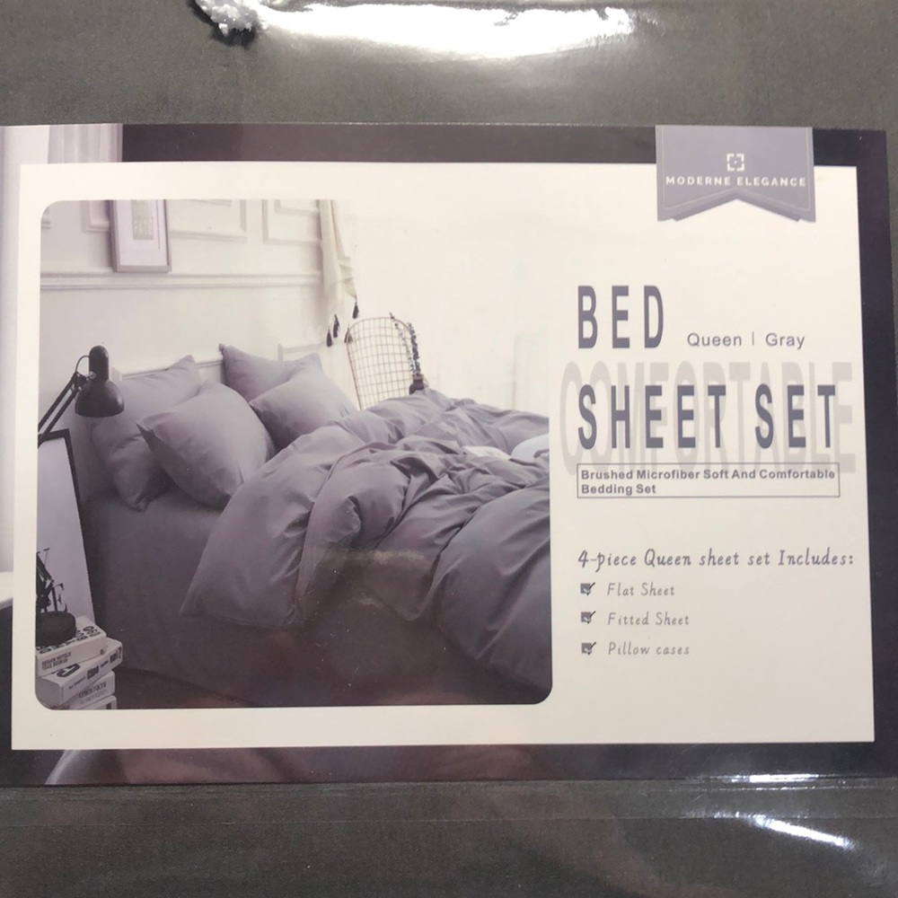 Queen Gray Bed Sheet Set